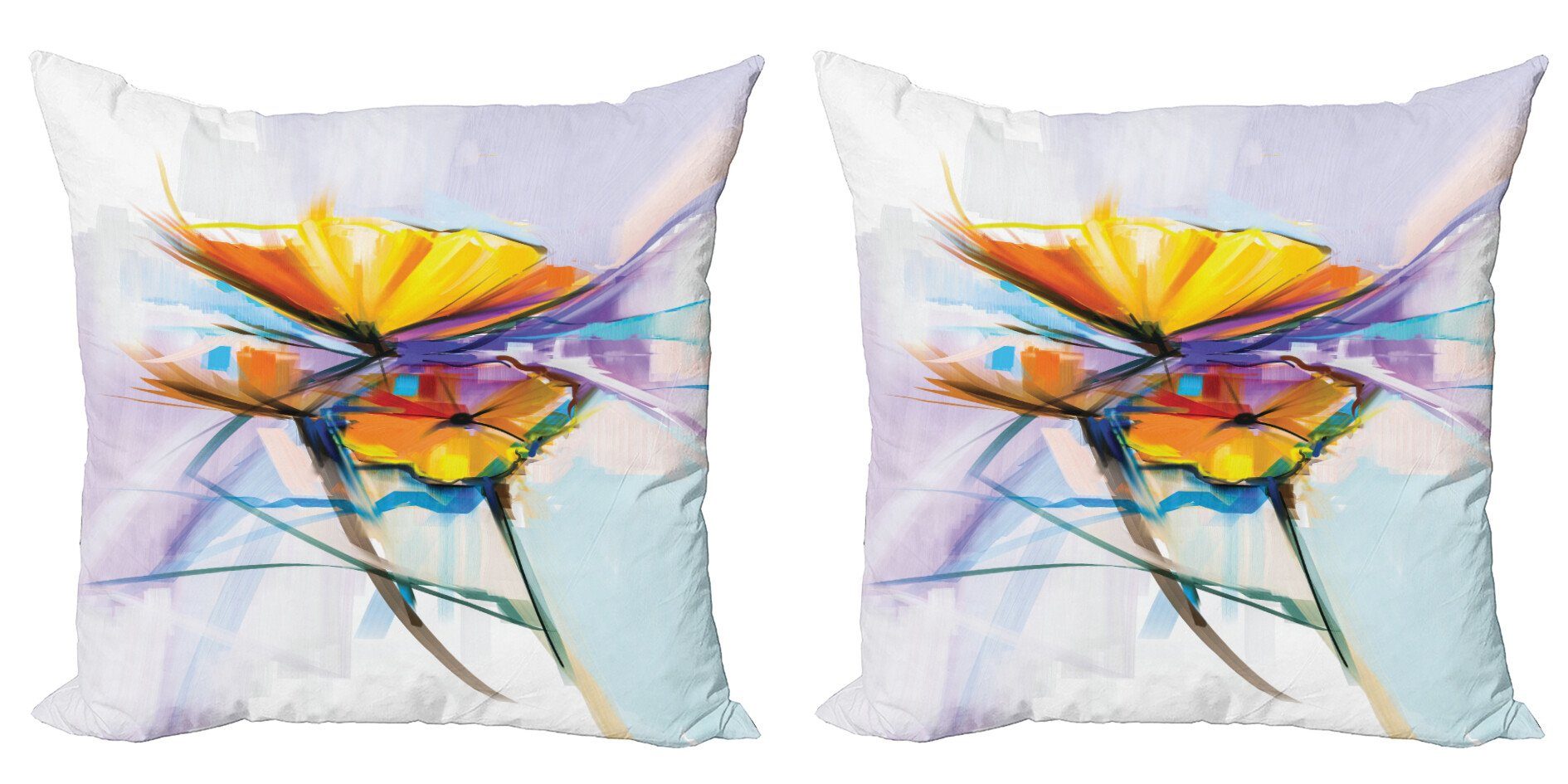 Kissenbezüge Modern Accent Doppelseitiger Digitaldruck, Abakuhaus (2 Stück), Gerber Daisy Ölfarbe Kunst Blumen