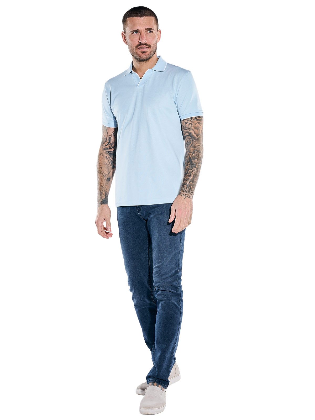 emilio adani Poloshirt Herren Poloshirt aus Funktionsmaterial, Hellblau
