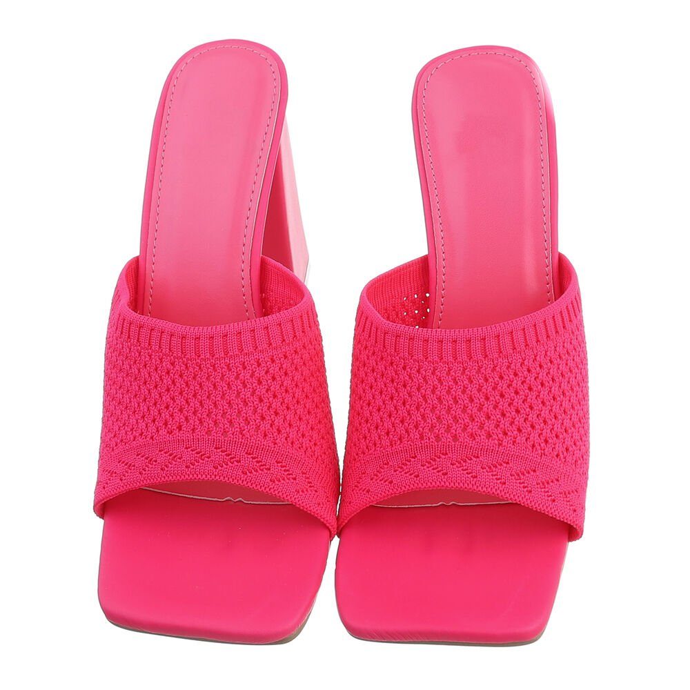 Ital-Design Sandalen Pink Damen Pantolette in Blockabsatz Freizeit Sandaletten & Mules