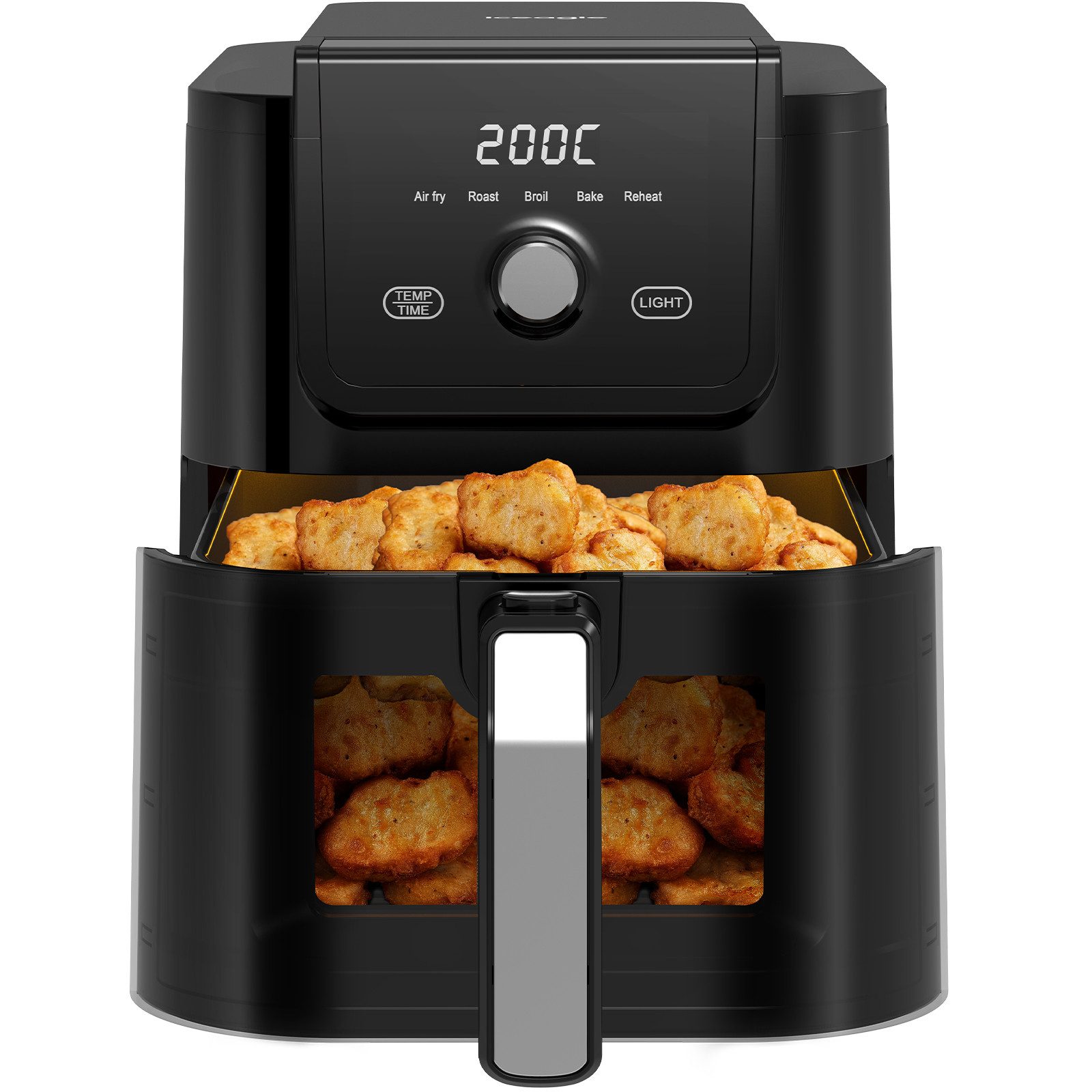 iceagle Heißluftfritteuse AF5017O Heißluftfritteuse XL AirFryer Fritteuse mit Sichtfenster, 1500,00 W, digitales Display, 5,5 L, Einstellbare Zeit/Temperaturregelung