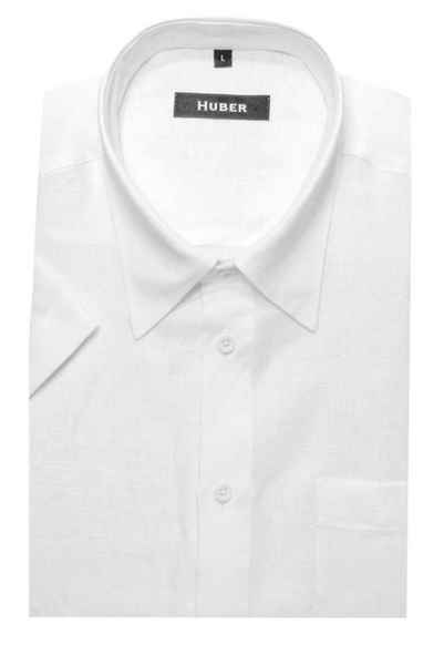 Huber Hemden Leinenhemd HU-0101 Kurzarm 100%Leinen-feiner leichter Stoff Regular Fit-gerader Schnitt