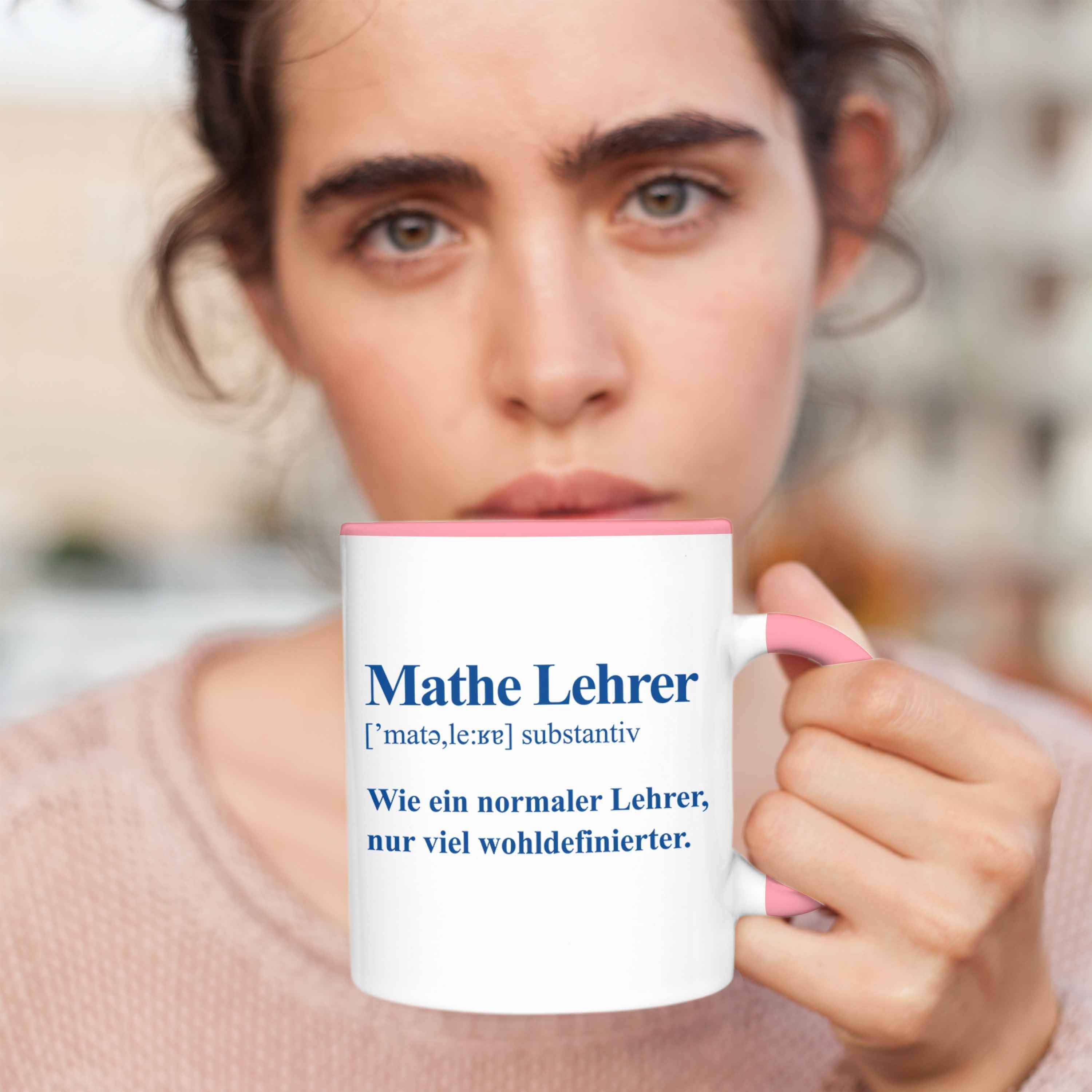 Trendation Tasse Trendation Mathe Tasse Mathelehrer Mathematiker Spruch Lehrer Rosa Lustig Tassen mit Geschenk Kaffeetasse 