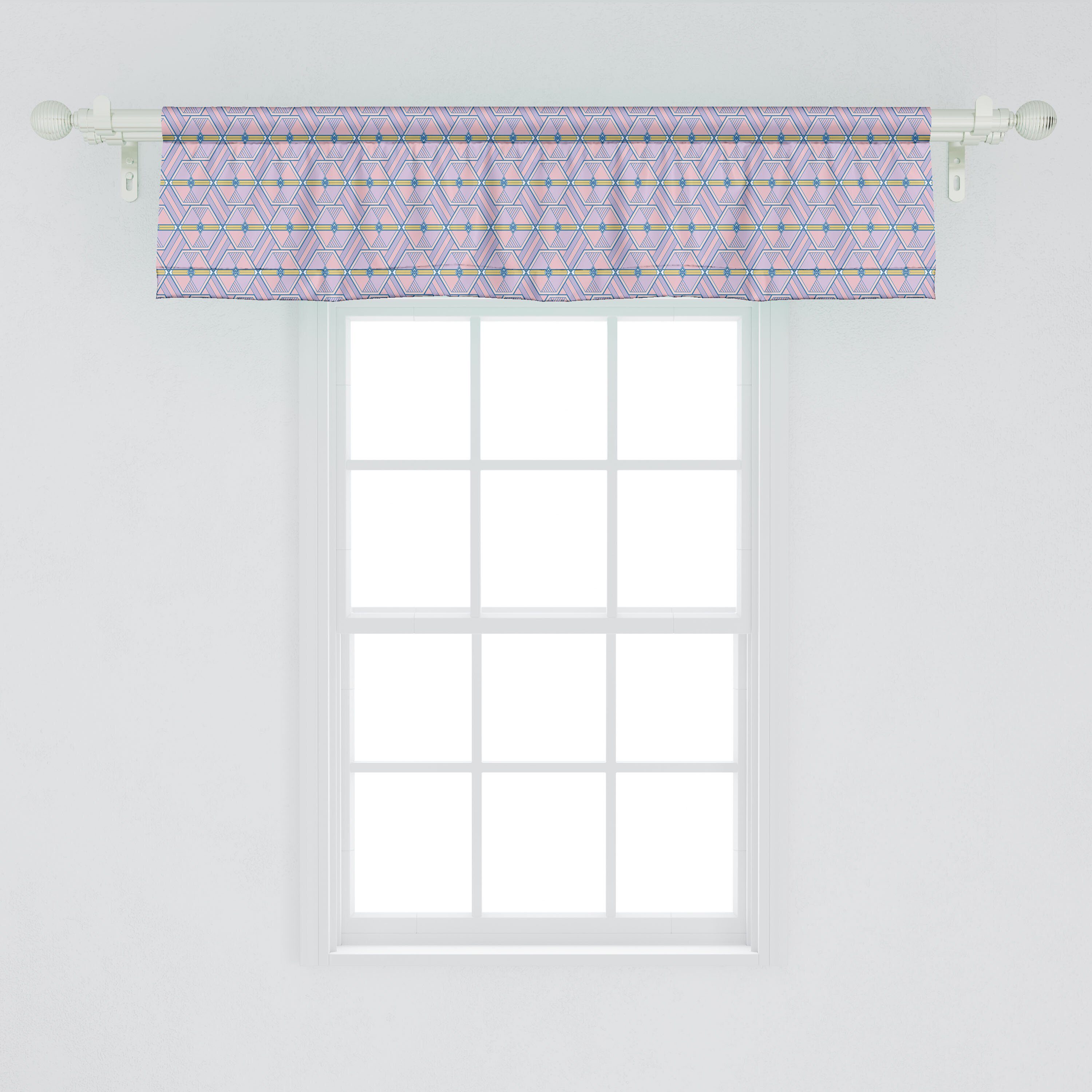 Abakuhaus, mit für Stangentasche, Vorhang Volant Küche Schlafzimmer Microfaser, Hexagons Scheibengardine geometrisch Dekor