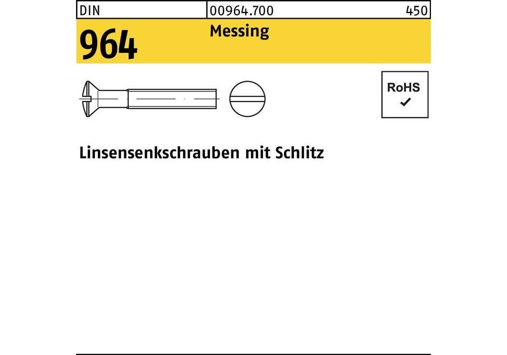Senkschraube Linsensenkschraube DIN 964 Schlitz M 5 x 70 Messing | Schrauben
