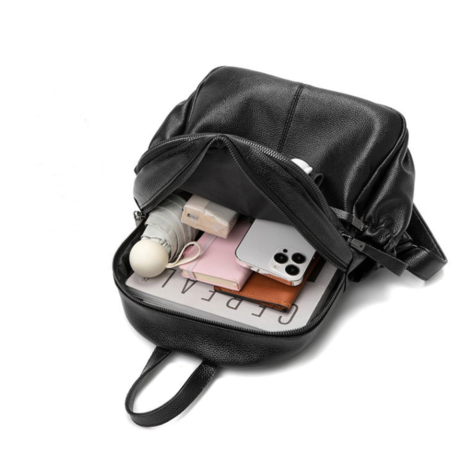MOPUEA Rucksack Rucksack aus echtem Leder Damen modisch wasserdicht große kapazität (Damen Rucksack Leder Umhängetasche, Multifunktionaler Damen Rucksack, für A – Bild 3 von 5