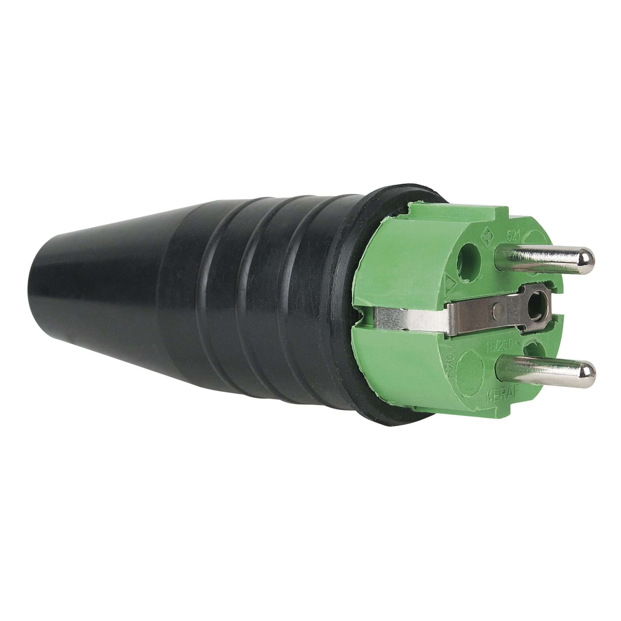 PCE Schuko-Stecker PCE Rubber Schuko Connector Male Grün - 240 V - CEE 7/VII - 16 A