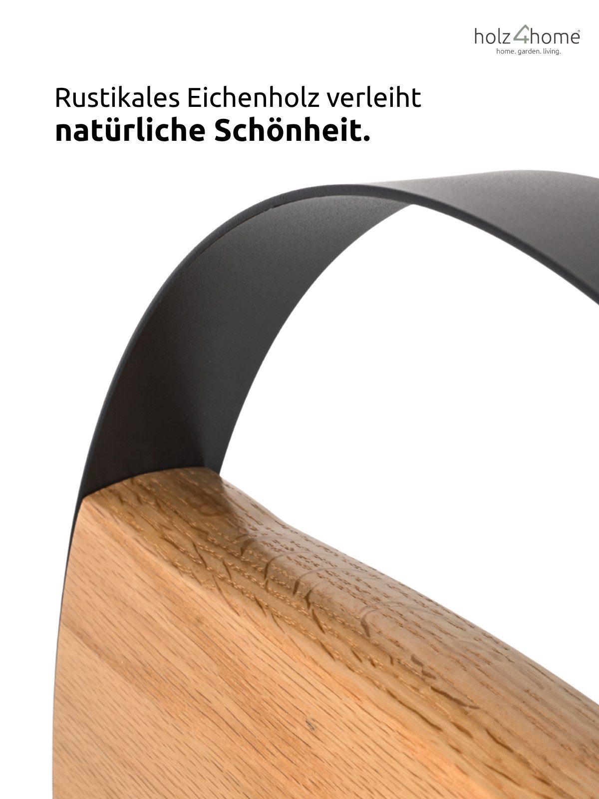 holz4home® Wanduhr Uhr aus Eichenholz mit Stahlrahmen Ø43 cm (Massivholz)