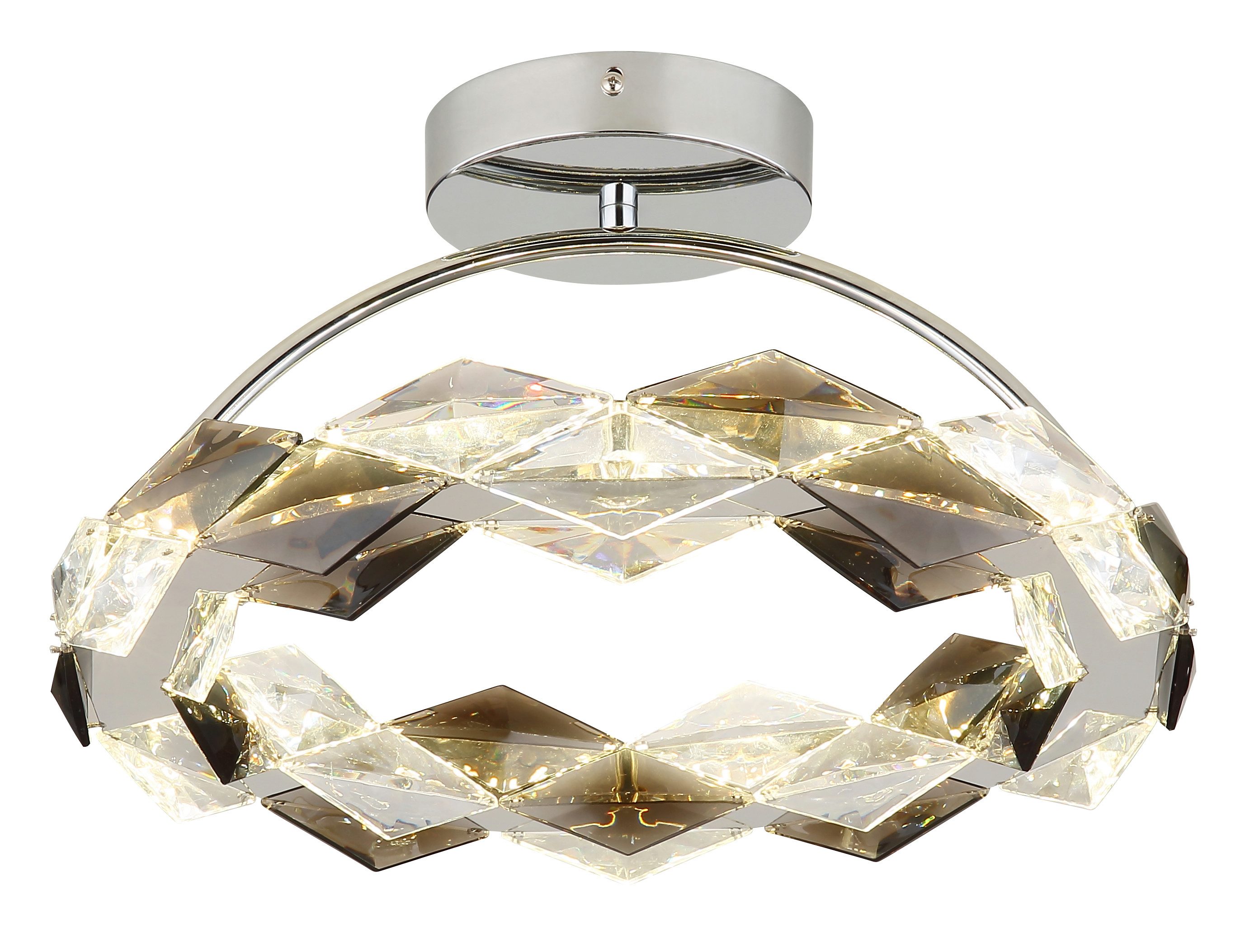 GLOBO LIGHTING LED Deckenleuchte KARILION, LED fest integriert, Tageslichtweiß, Deckenlampe/Acrylkristalle rauchfarben/ø: 370mm