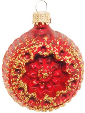 Krebs Glas Lauscha Christbaumschmuck Glaskugelformen, Breite ca. 5 cm (4-tlg), Weihnachtsdeko rot, Christbaumkugeln aus Glas, Weihnachtsbaumkugel