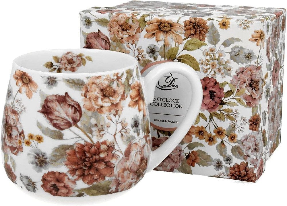 Duo-Gift Кружки Fass Blumen Mug/ Barrel / Tee/KaffeeTasse / Tiere / Vogel Fassbecher, Porzellan : Sommer Pastel Blumen Kollektion, mit Geschenkbox / Ideal als Geschenk