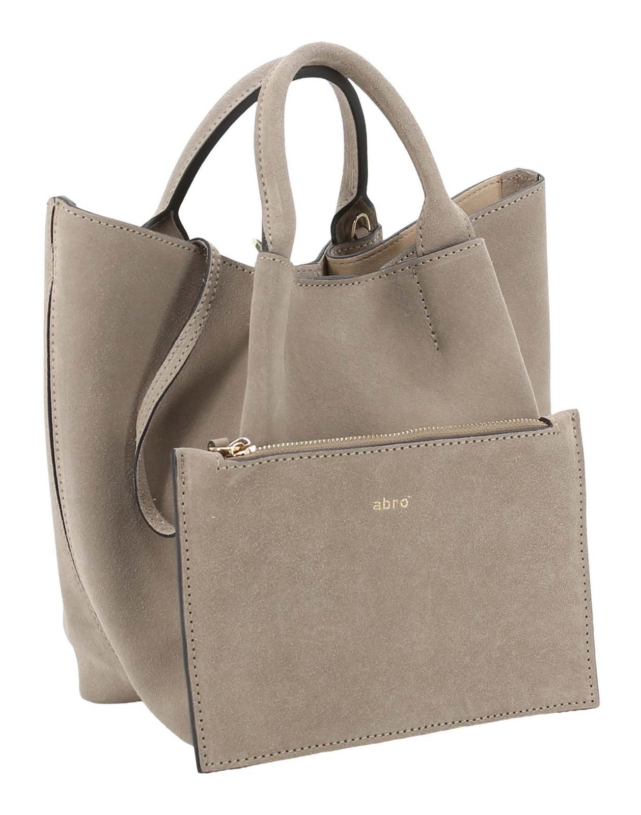 Abro Schultertasche Shopper Essential (Set, 2-tlg), aus echtem Rindsleder