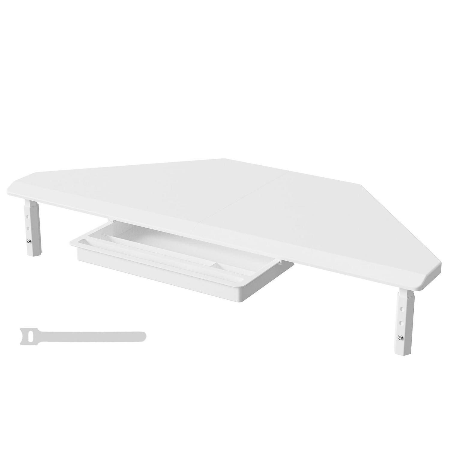 LuxusKollektion Monitorständer Monitorständer mit Schublade höhenverstellbar weiß, (1-tlg)