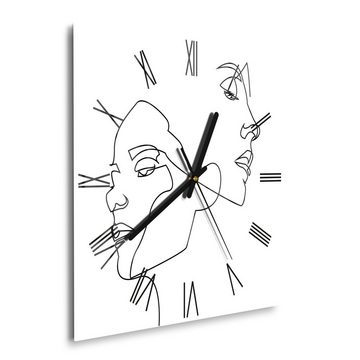 DEQORI Wanduhr 'Verbundene Gesichter' (Glas Glasuhr modern Wand Uhr Design Küchenuhr)