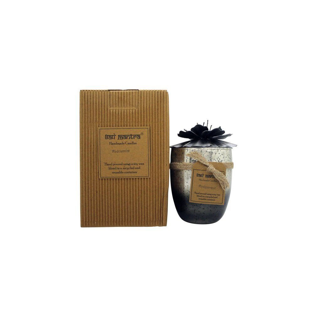 Mantra Duftkerze Hibiscus Glass Silver Candle 500g - Redcurrant