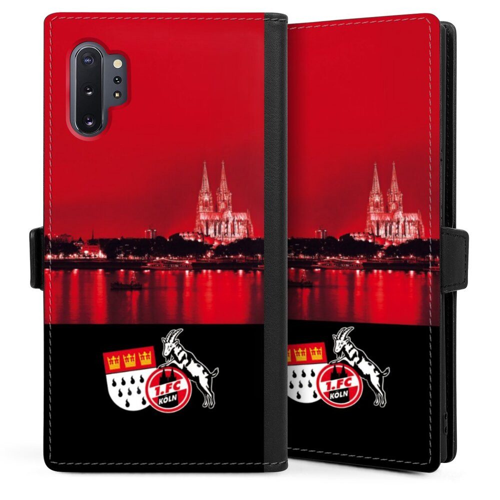 DeinDesign Handyhülle Skyline 1. FC Köln Offizielles Lizenzprodukt Skyline Köln Rot, Samsung Galaxy Note 10 Plus Hülle Handy Flip Case Wallet Cover