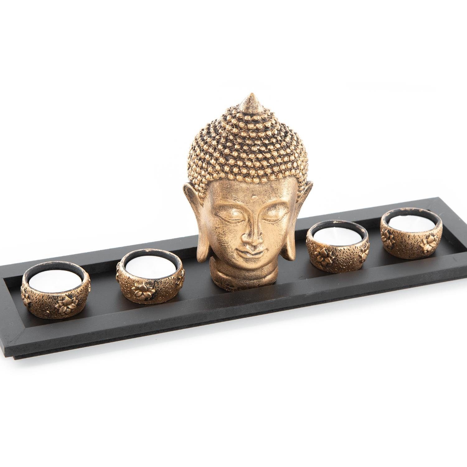 mit Tablett Logbuch-Verlag auf Figur Buddha Teelichthalter Set Teelichthalter