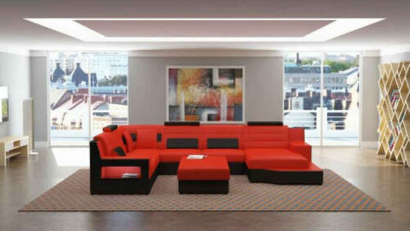 JVmoebel Ecksofa Wohnlandschaft Ecksofa Sofa Couch Ledersofa Schlafsofa Sofort, Mit Bettfunktion