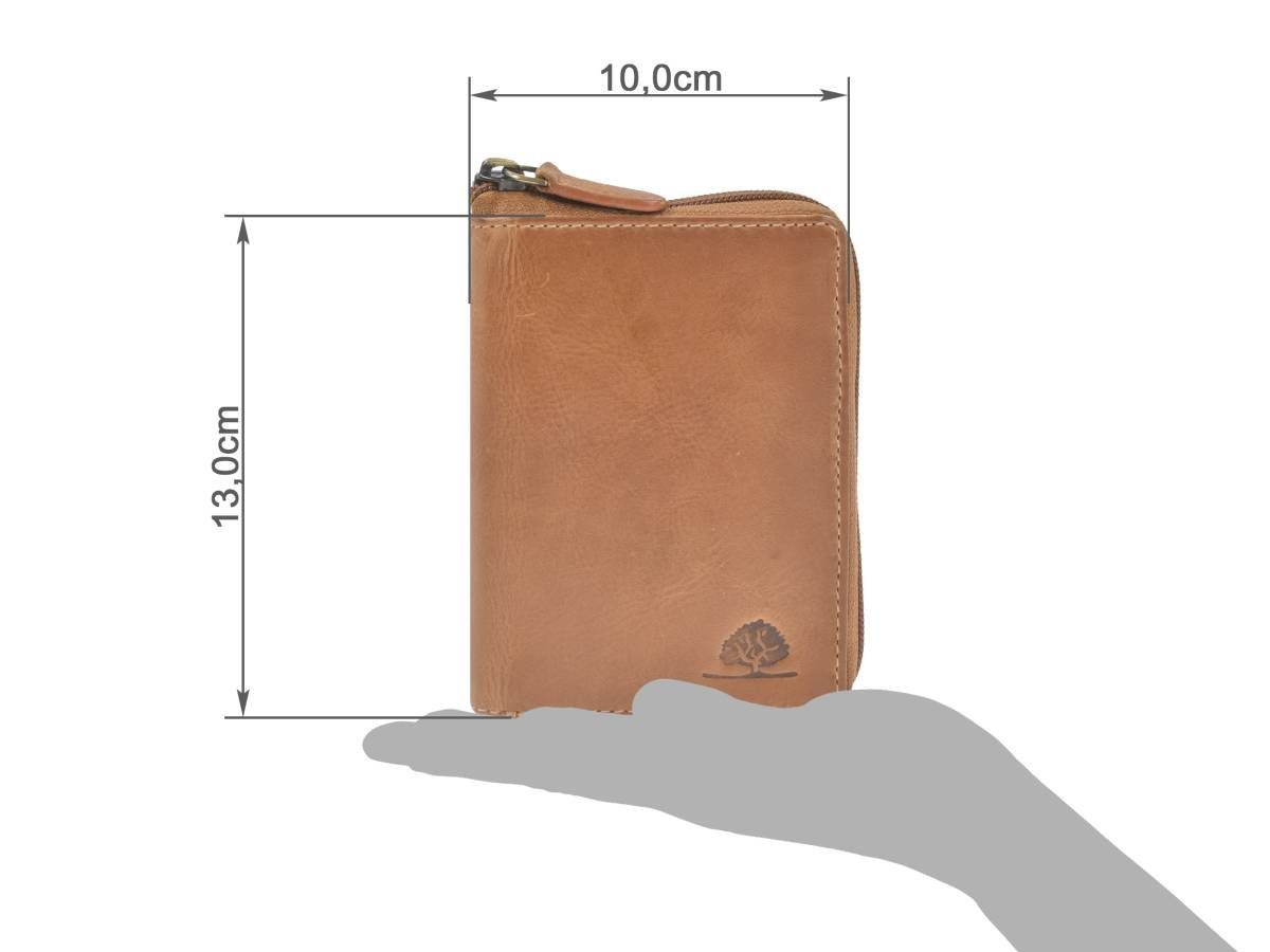 Greenburry Geldbörse Tornado, Leder, Reißverschlussbörse, RFID-Schutz, Portemonnaie, 10x13 cm