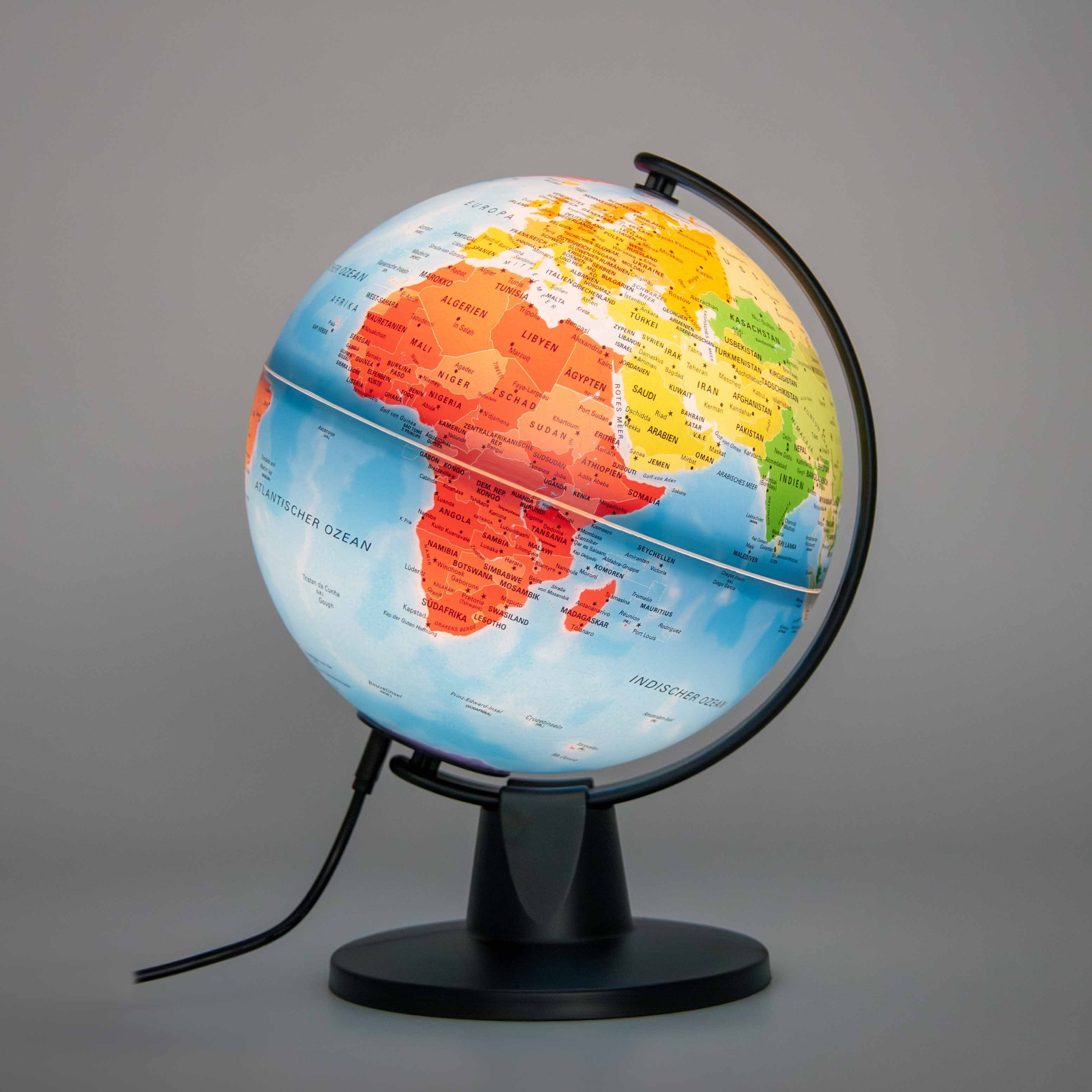 Interkart Landkarten & Globen GmbH Globus Mini Leuchtglobus in Deutsch - Politisch - Inkl. USB-Kabel