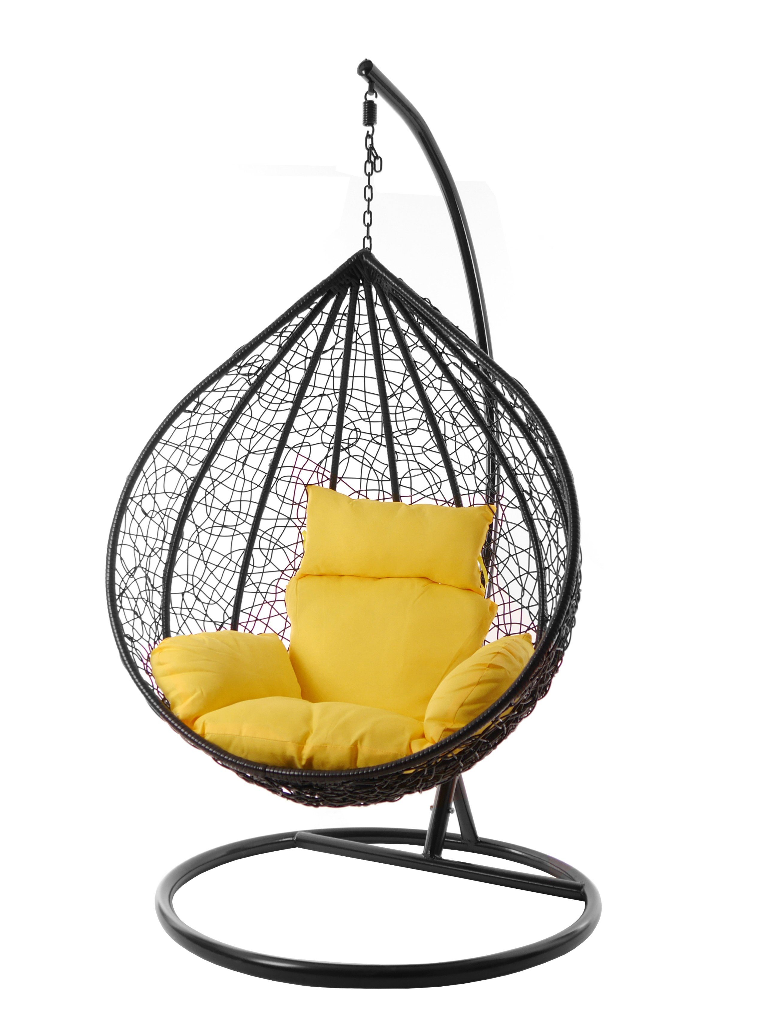 KIDEO Hängesessel Hängesessel MANACOR schwarz, XXL Swing Chair, edel, Gestell und Kissen inklusive, Nest-Kissen, verschiedene Farben gelb (2200 pineapple)