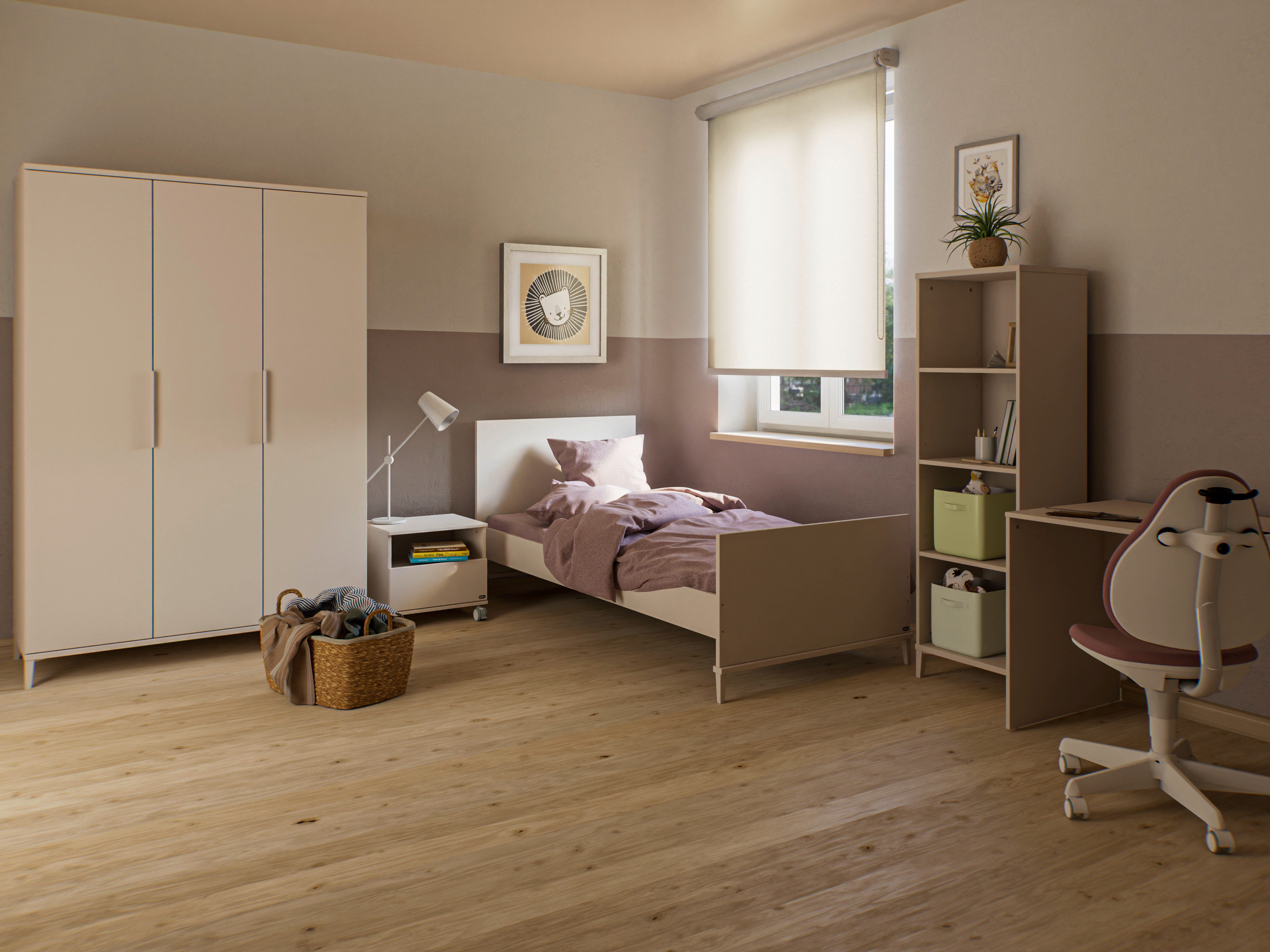 YUNY by PAIDI Nachtkommode SISTER LOU mit Ablagefach und Schublade, feststellbarer Rollcontainer, Beige, Soft-Close