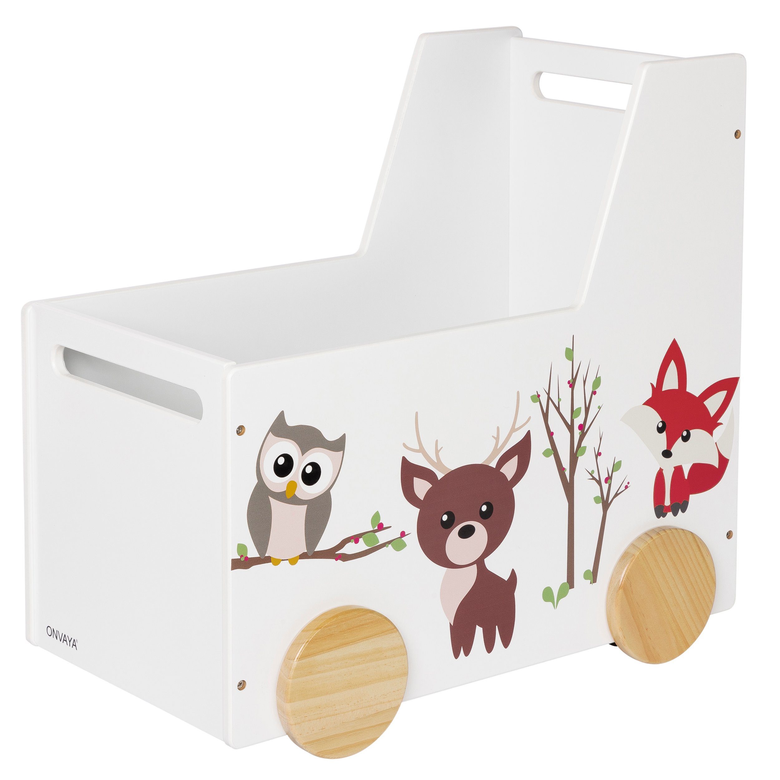 ONVAYA Lauflernwagen ONVAYA® Spielzeugkiste aus Holz, Lauflernwagen mit Gummirädern