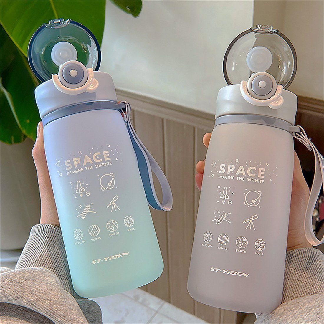 Mug Bottle, Sports Trinkflasche Gradient Outdoor Portable Space Frosted 630ml DÖRÖY grün Mug,