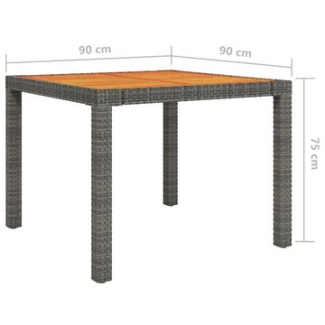 furnicato Gartentisch 90x90x75 cm Poly Rattan und Akazienholz Grau