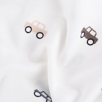 SCHÖNER LEBEN. Stoff Jersey Baumwolljersey Baby und Kinderstoff Autos wollweiß 1,50m Breite, allergikergeeignet