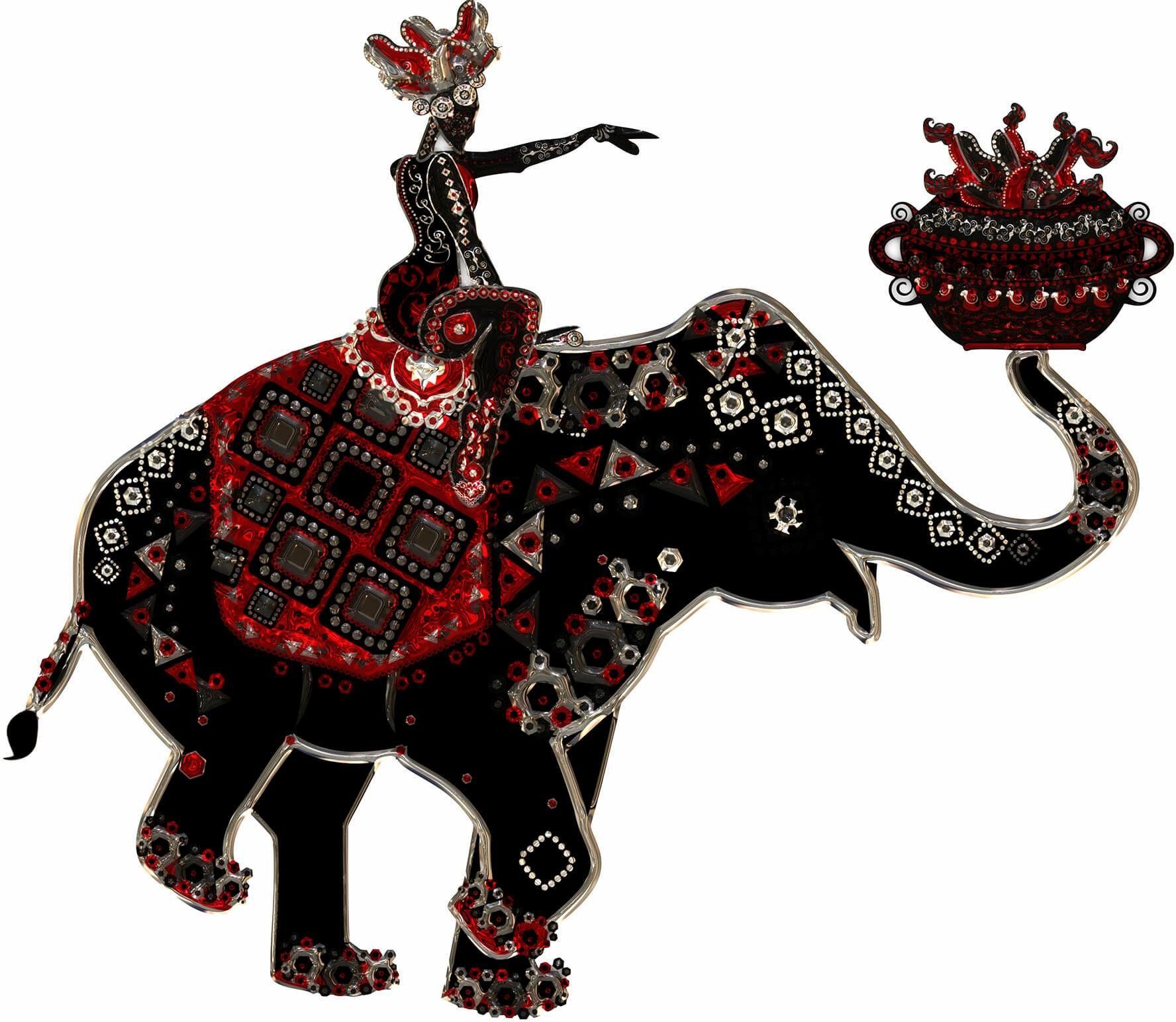 Wall-Art Wandtattoo Metallic Elephant Ride