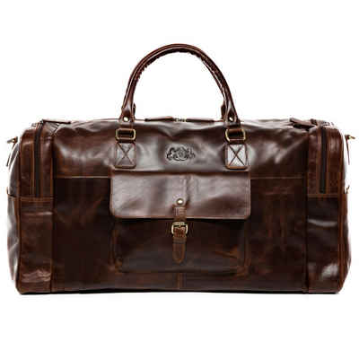 SID & VAIN Reisetasche »YALE«, Weekender echt Leder Reisetasche groß XL - Reisegepäck auch als Handgepäck aus stabilem Leder - Sporttasche, Freizeittasche mit Umhängegurt - Ledertasche Herren Damen braun