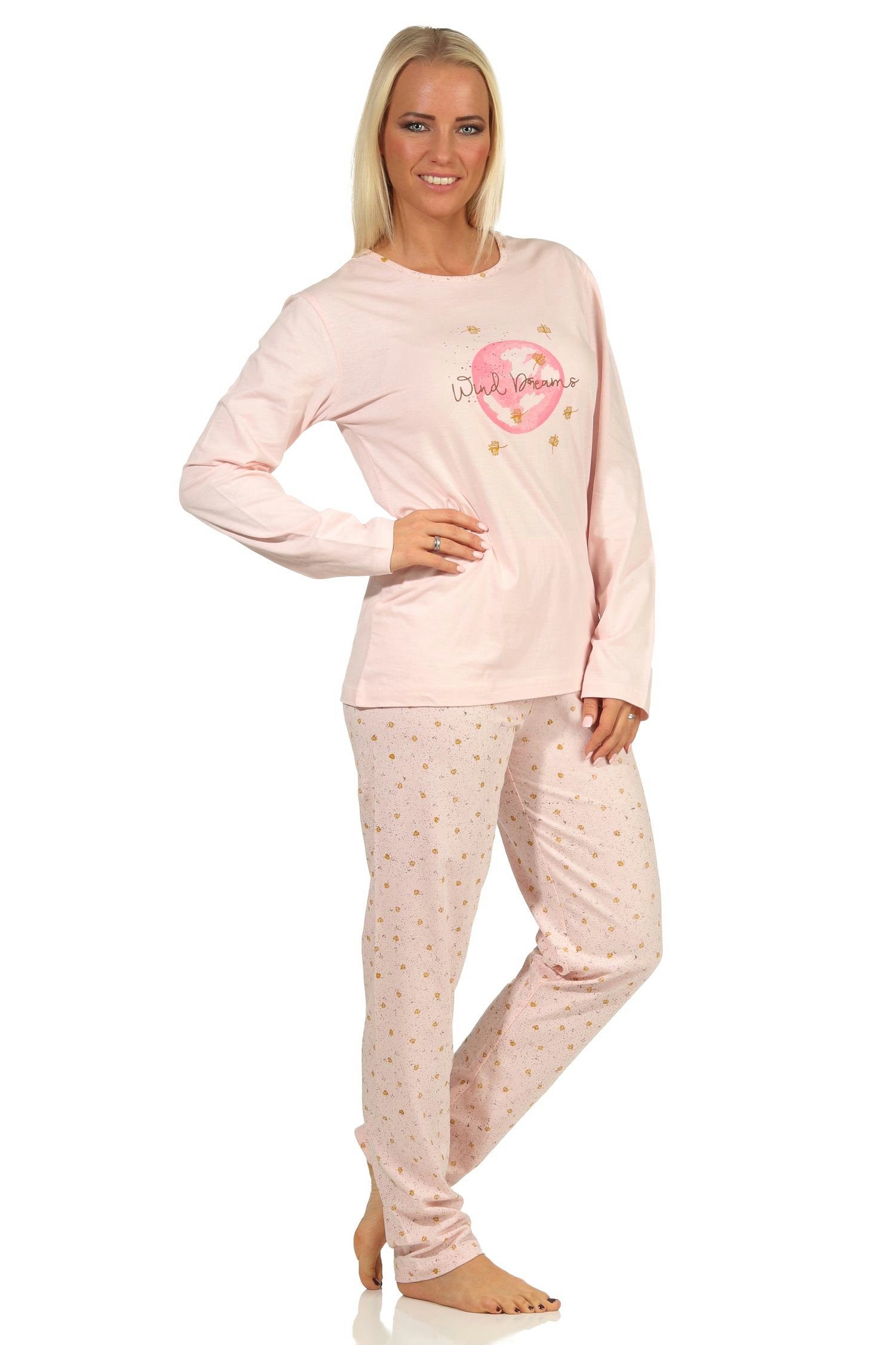 Damen langarm Pyjama Normann und Hose Frontprint Schlafanzug allover RELAX by mit bedruckter