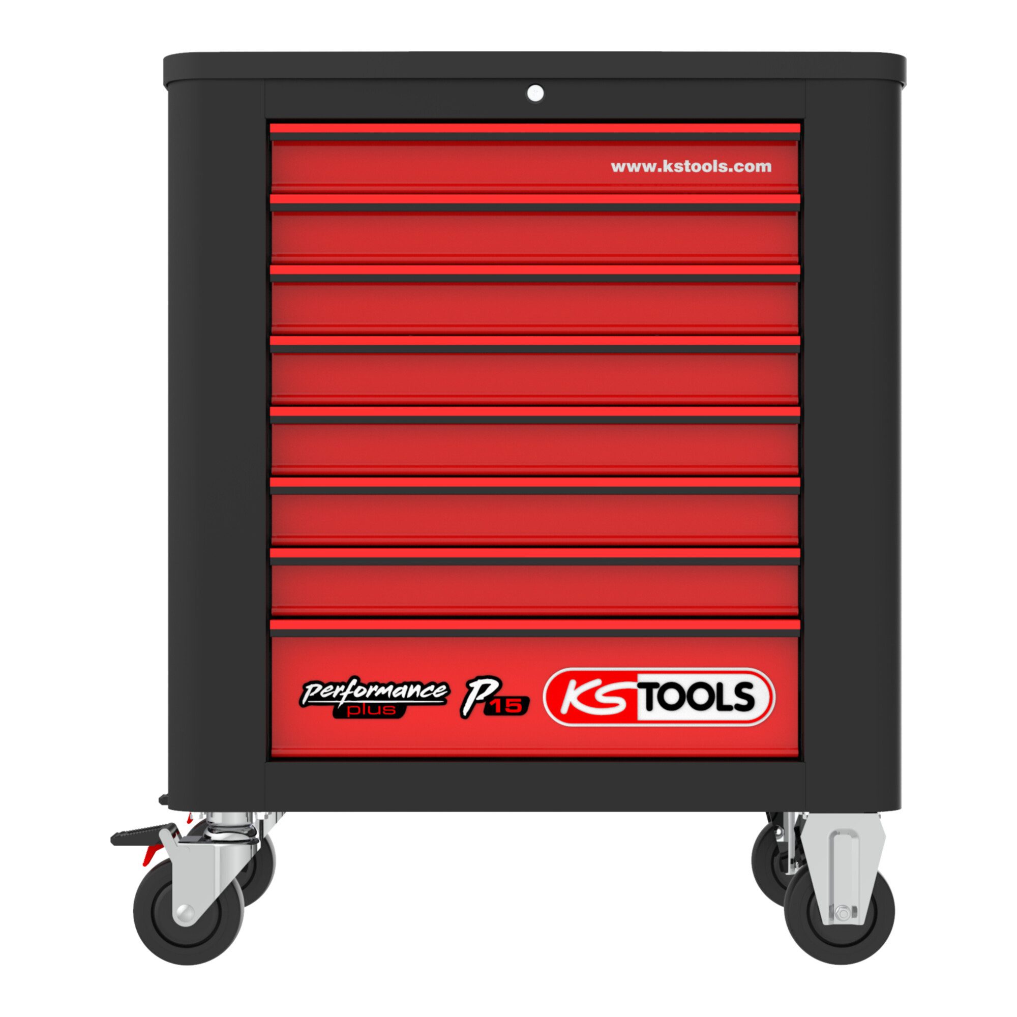 KS Tools Werkstattwagen KS Tools PERFORMANCEplus P15 SCHWARZ/ROT Werkstattwagen mit 8 Schublad