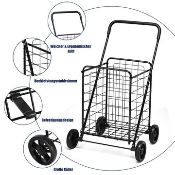 COSTWAY Einkaufstrolley, 83L, mit Rädern & Griff, bis 45 kg belastbar