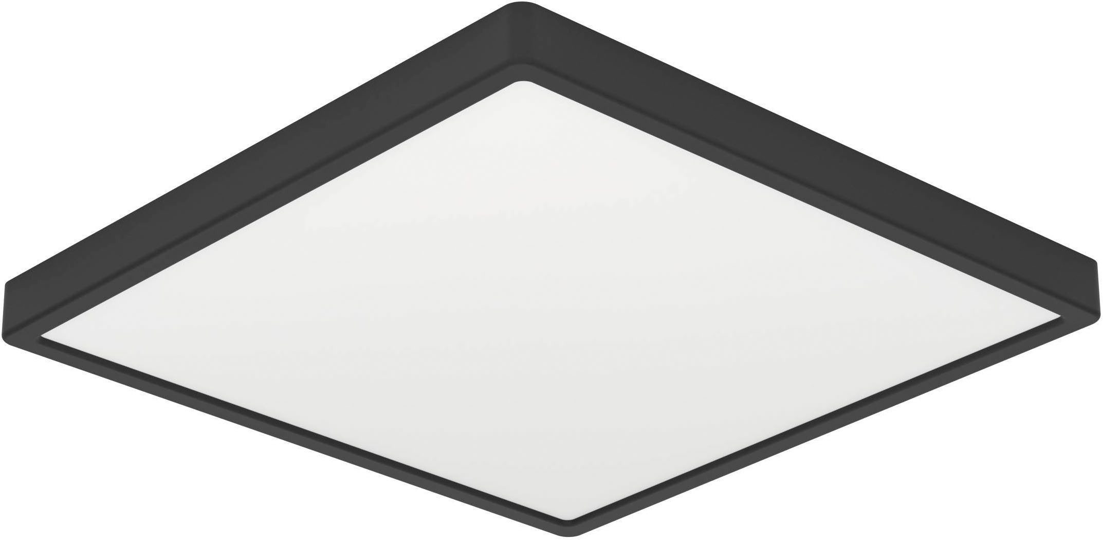 EGLO Aufbauleuchte Fueva 6 Deckenleuchte, Aufbaulampe, Deckenbeleuchtung, Kunststoff, mehrere Helligkeitsstufen, LED fest integriert, Kaltweiß, Neutralweiß, Warmweiß, Aufbauleuchte - L39 x B39 x H2,5 cm - schwarz - 17,5W inkl.