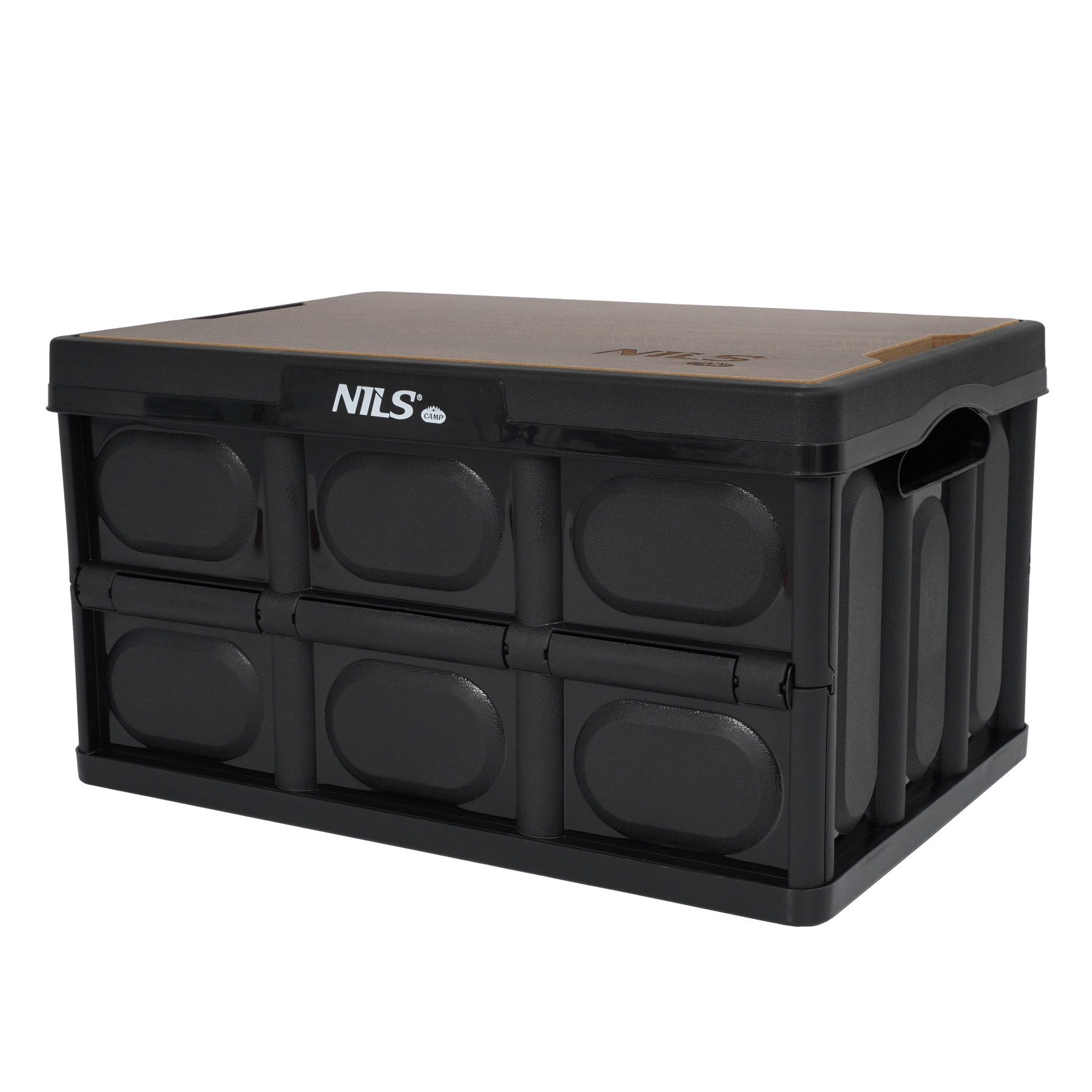 NILS CAMP Aufbewahrungsbox 2in1 Klappbare Campingkiste Campingbox Outdoor 20L mit Arbeitsfläche