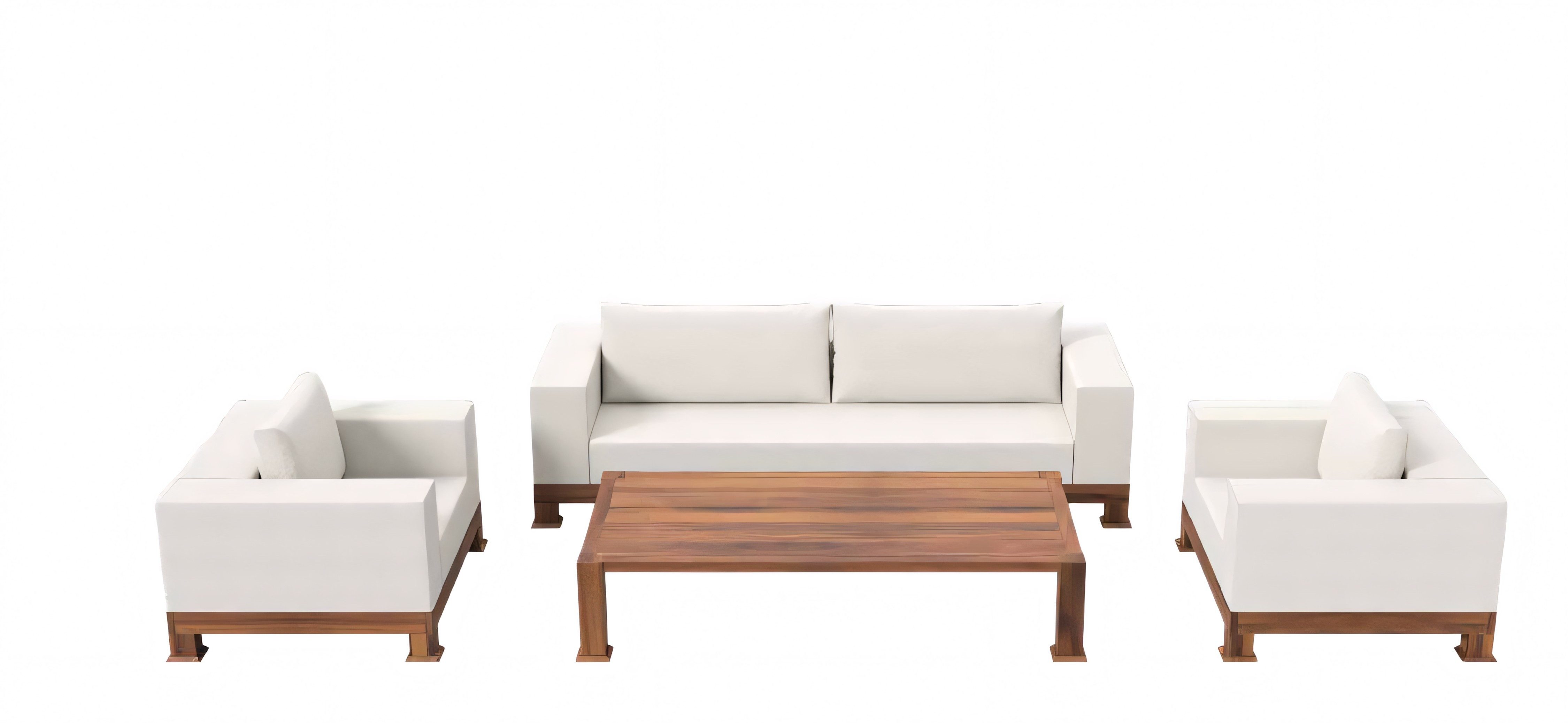 JVmoebel Gartensofa Elegante Weiße Sofagarnitur Exklusive Polstercouchen Designer Sessel, 4 Teile, Made in Europa