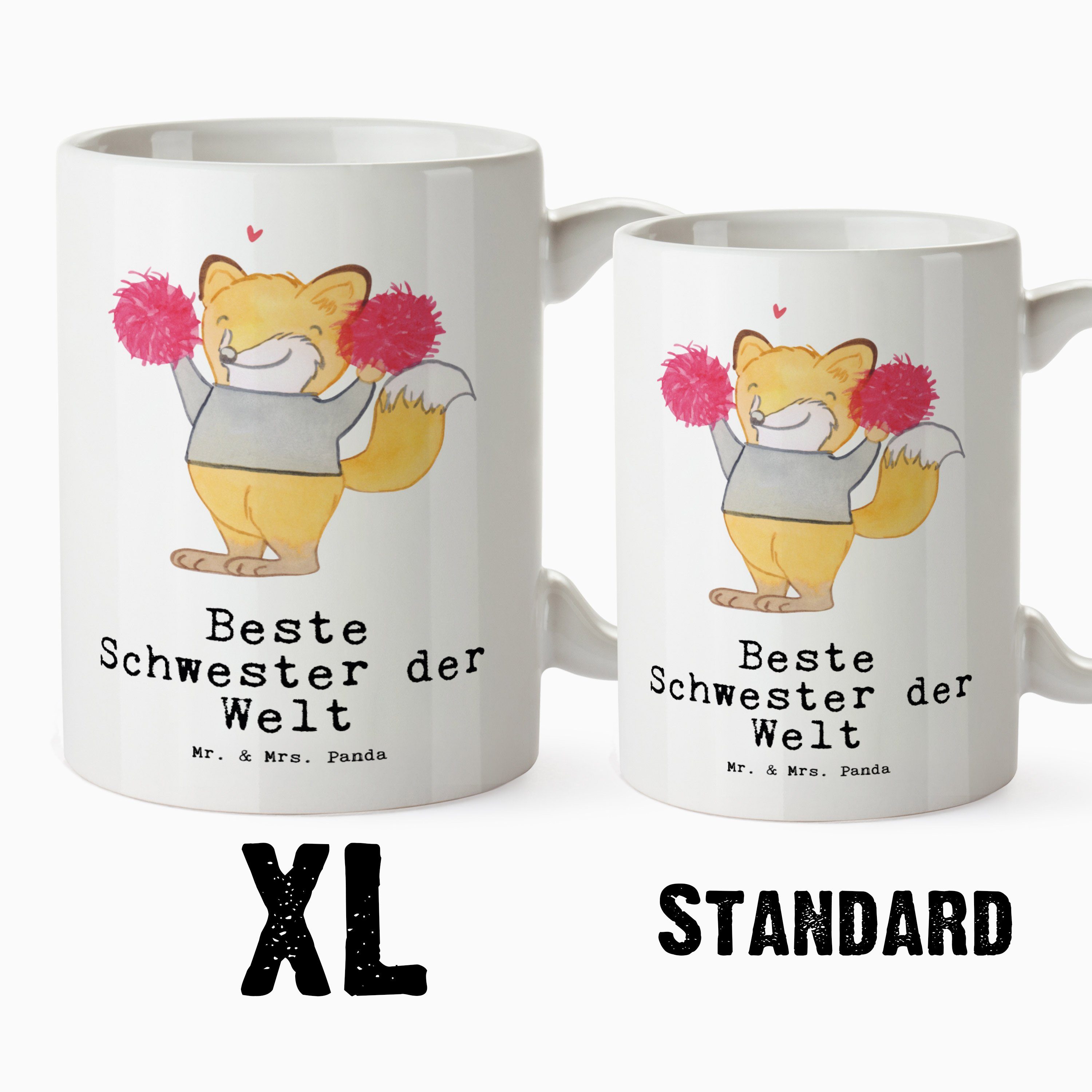 Geschenk, Tochter, Tasse Fuchs XL Tasse Mrs. Schwester - Keramik & Mr. Panda Welt - Weiß Dankeschön, der Beste