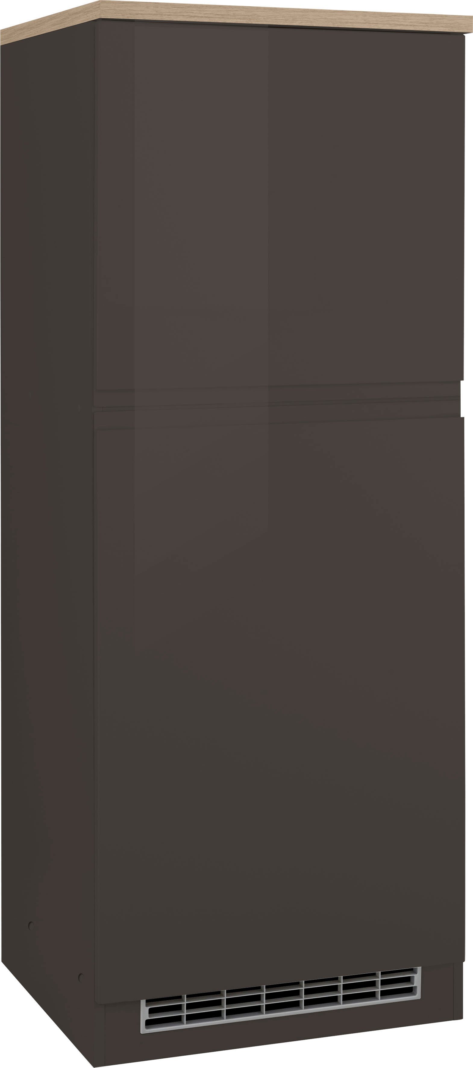 KOCHSTATION Kühlumbauschrank KS-Virginia,neu in verbesserter Ausführung (Stauraum, Softclose) Breite 60 cm, Höhe 165 cm, Nische für Kühlschrank: B/H/T 56/88/55 cm