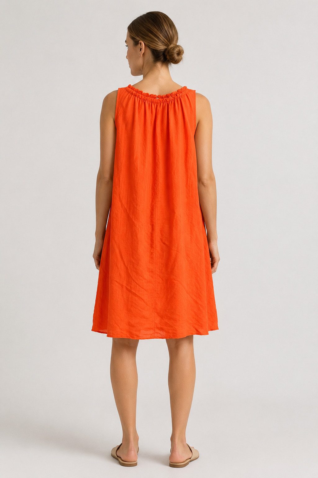 ITALY VIBES Sommerkleid - leichtes Viskosekleid mit gerafftem Kragen - Damen Kleid ONE SIZE - passend für Größen M bis XL