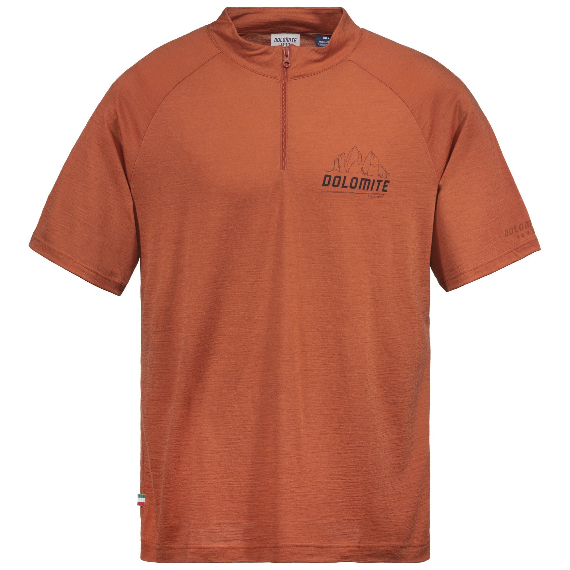 Dolomite T-Shirt Dolomite M Cristallo Zip Merino Short-sleeve Tee Dark Orange