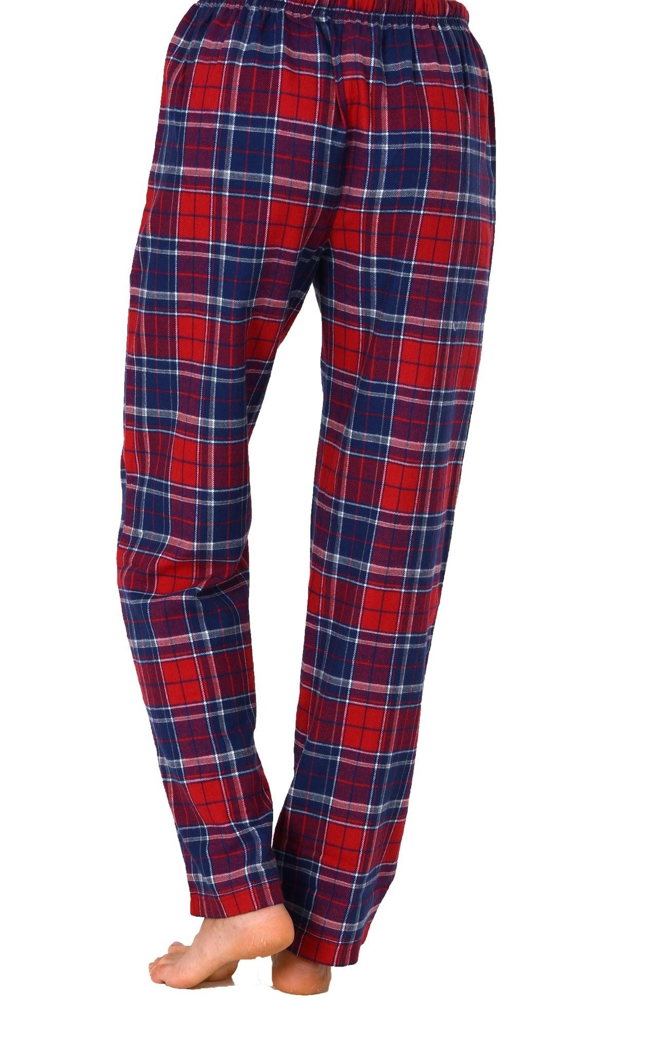 Normann Pyjama Dame Flanell Schlafanzug Hose kariert aus Baumwolle ideal zum relaxen
