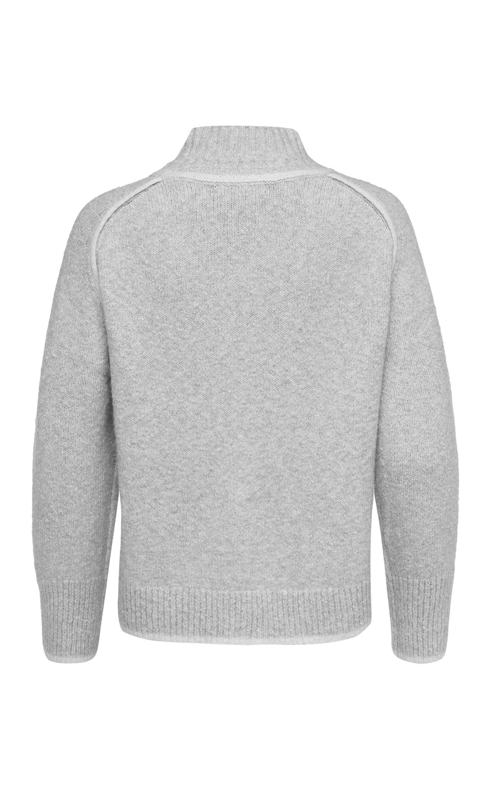 Zaubermond Strickpullover Raglan Turtle Neck Pullover im frischen Grau mit Kontraststreifen