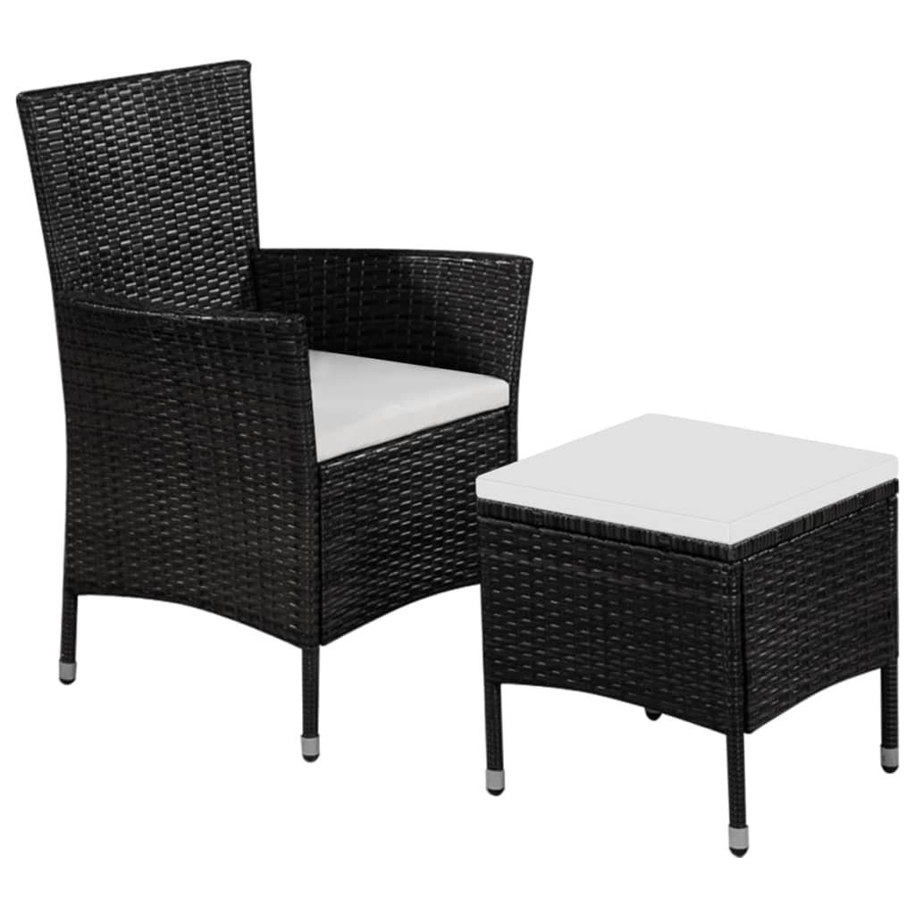 Polstern Rattan furnicato mit Schwarz Hocker und Gartenstuhl Poly