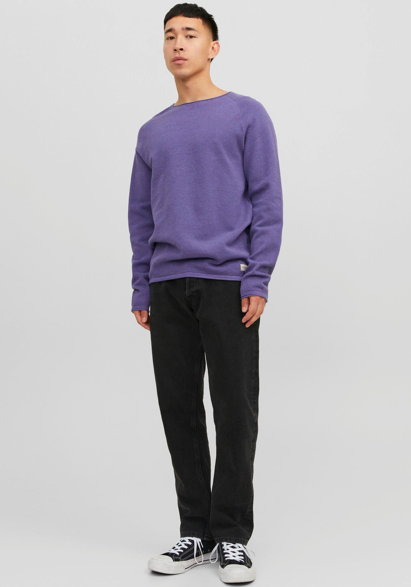 Jones KNIT JJEHILL Twilight NOOS Rundhalspullover Jack & NECK Purple CREW