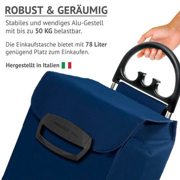 linovum Einkaufstrolley Einkaufstrolley Shoppingwagen Himy XL in blau mit 78 Liter Fassung