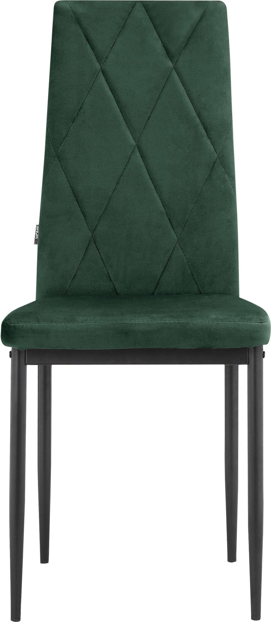 2 dunkelgrün Bezug Samtoptik, (Set, in Esszimmerstuhl cm 48,5 St), dunkelgrün | Metallgestell, loft24 Sitzhöhe Mulle