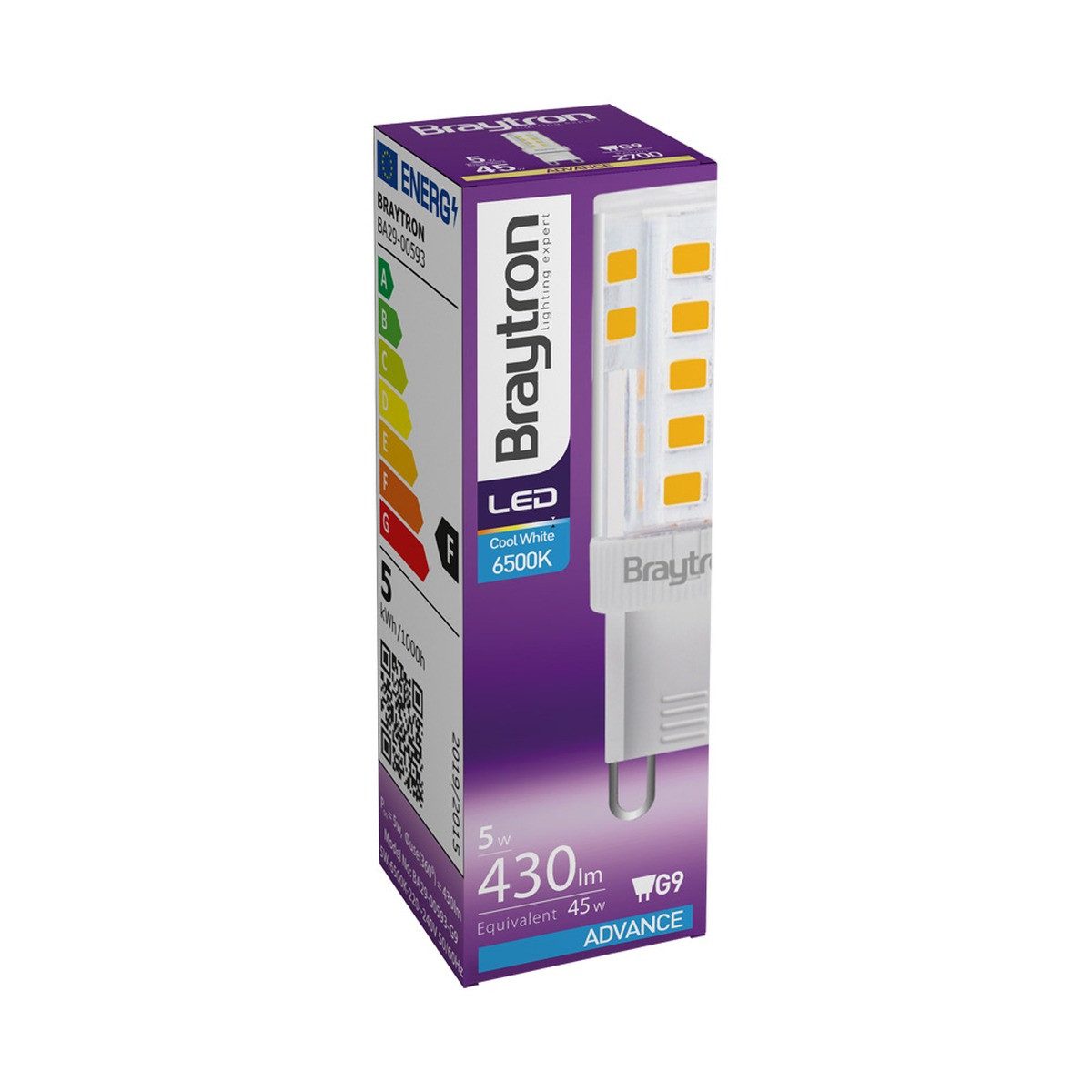 Braytron LED-Leuchtmittel G9 Stiftsockel- 430 Lumen, G9, Warmweiß oder Kaltweiß, Energieeffizient, Flimmerfrei, Langlebig, 10er Set