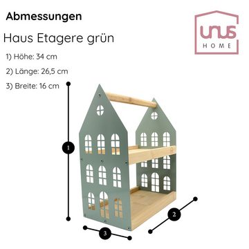UNUS HOME Etagere Haus-Etagere 2 Etagen, (Grün 34x26,5x16cm (LxBxH), Servierplatte Servierbrett Serviertablett Frühstückstablett
