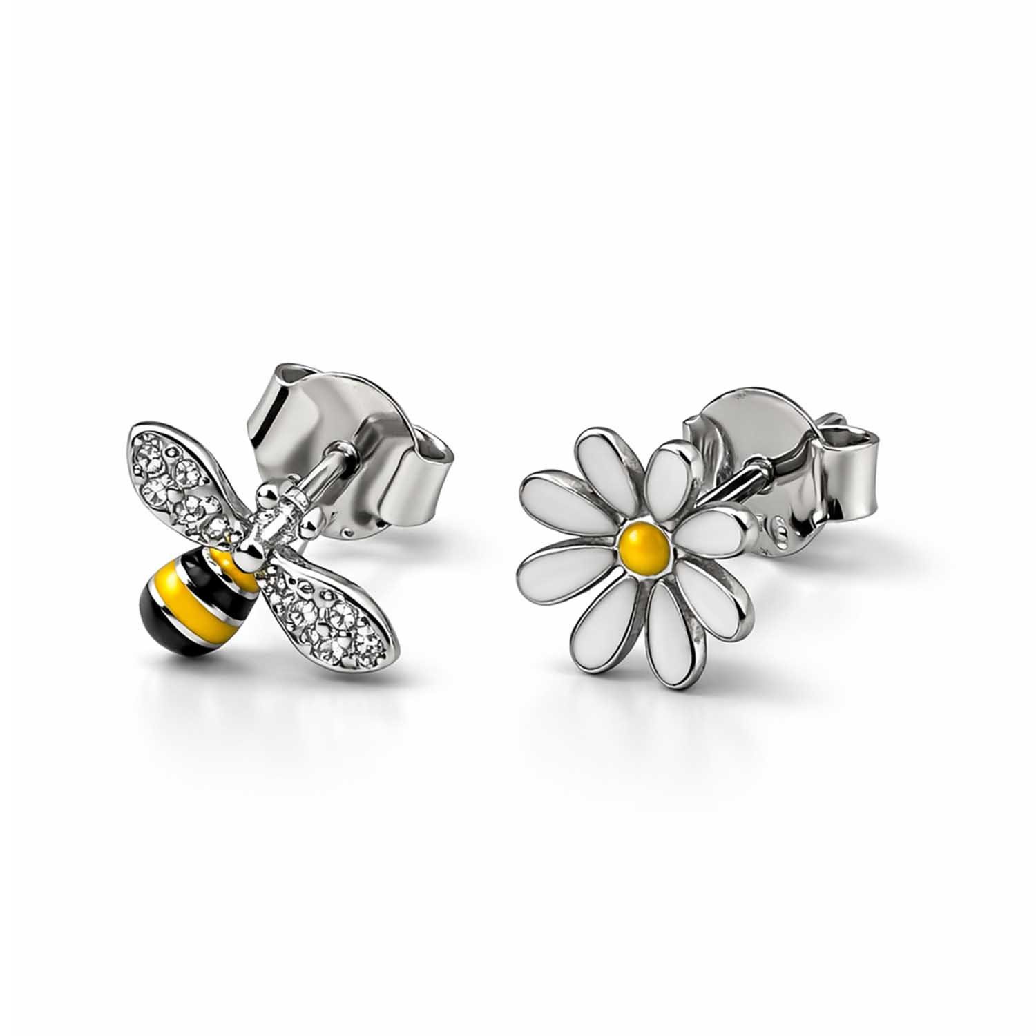 Impala Paar Ohrstecker Bee aus 925 Silber rhodiniert, 925 Sterling Silber, rhodiniert